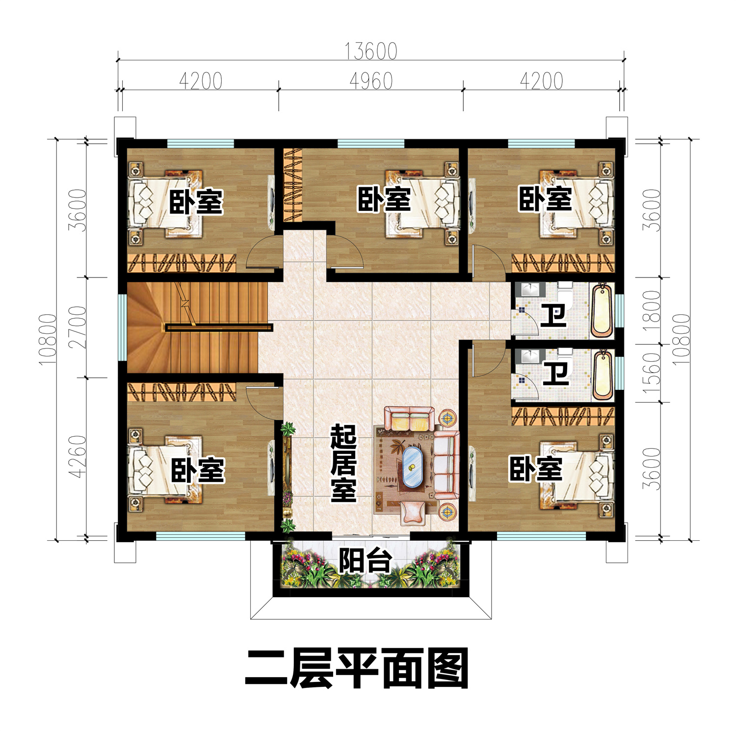 农村二层官帽房设计图二层