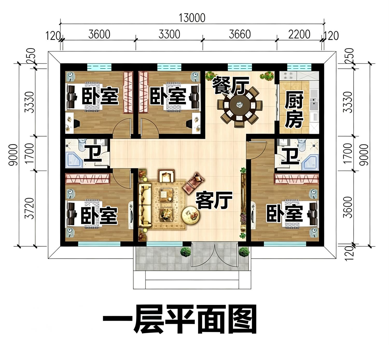 省钱美观一层自建房子设计图,父母养老住很适合