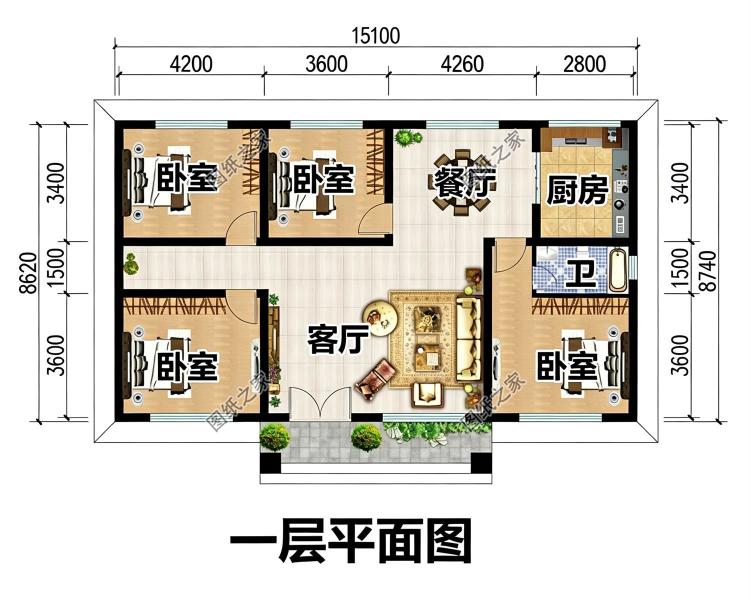 省钱美观一层自建房子设计图,父母养老住很适合