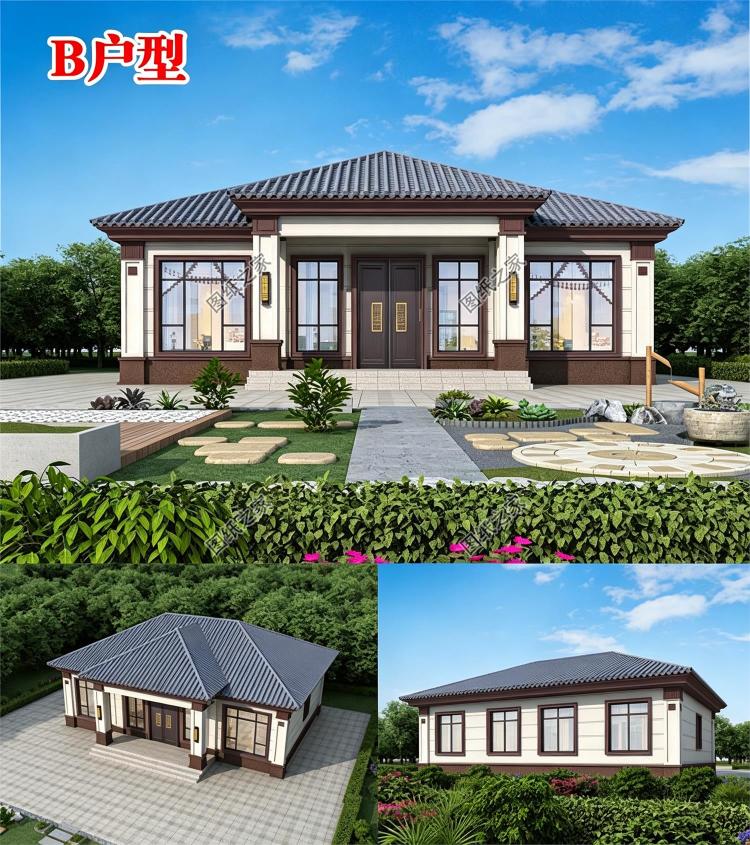 一层农村自建房设计,背面不开窗,15乘10米,内部布局实用