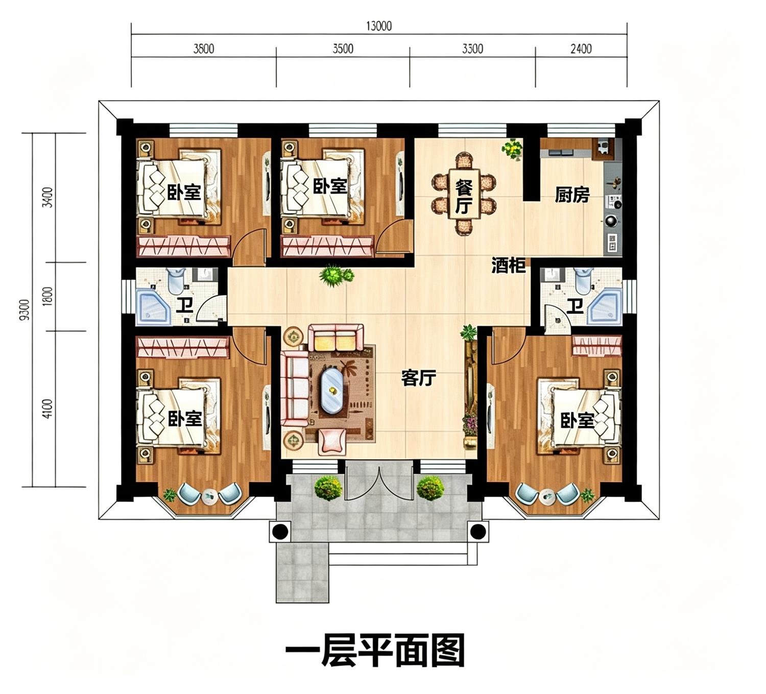 开间13米一层小别墅设计图,设计对了比二层还舒服