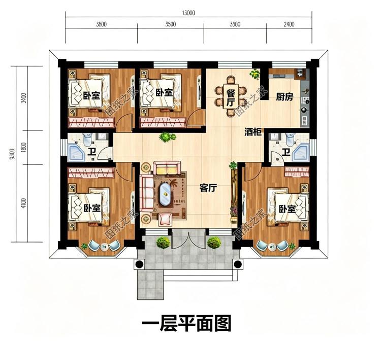 开间13米一层小别墅设计图,设计对了比二层还舒服