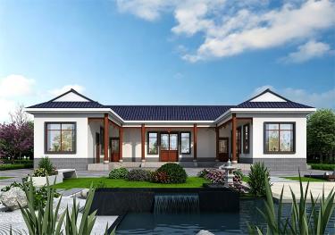 农家中式小院一层三合院自建房，布局宽敞大气又舒适