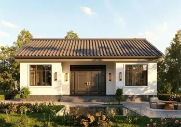 今年爆火内嵌门庭平房设计图，空间开阔农村建房首选