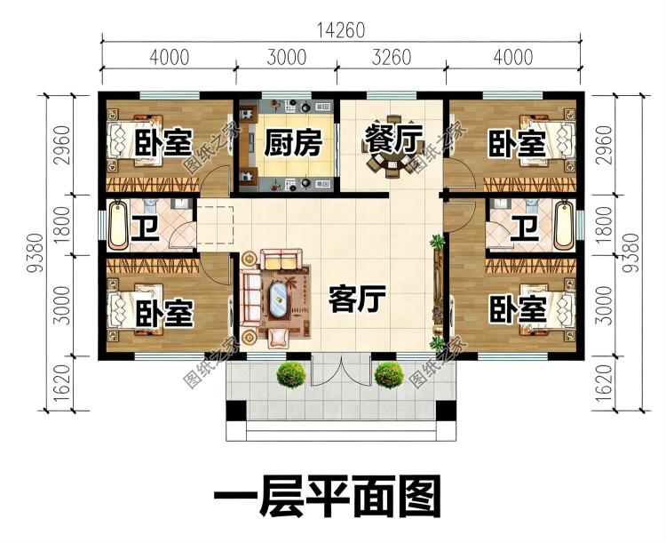 超实用的农村一层别墅设计图,经济实惠养老自住都不错