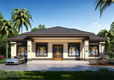 18米乘10米一层农村自建房设计图，大方耐看符合传统对称美