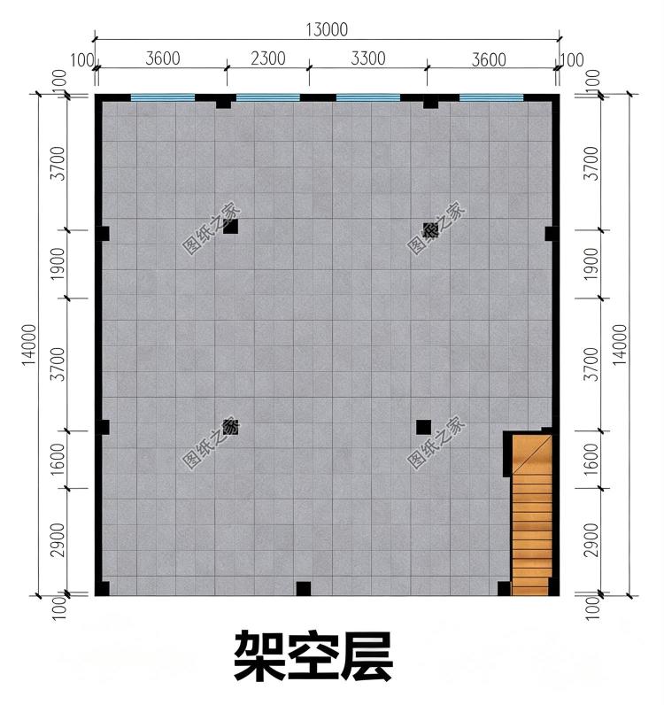 带架空层的农村一层小别墅设计图,大气稳重又很实用