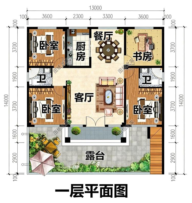 带架空层的农村一层小别墅设计图,大气稳重又很实用