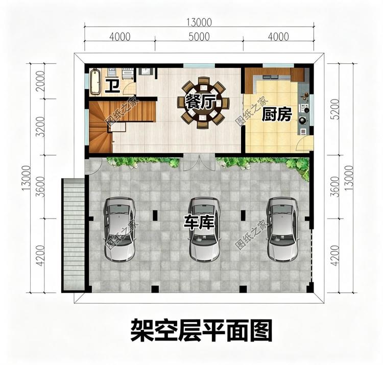 带架空层的农村一层小别墅设计图,大气稳重又很实用