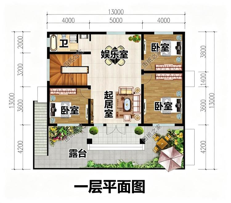 带架空层的农村一层小别墅设计图,大气稳重又很实用