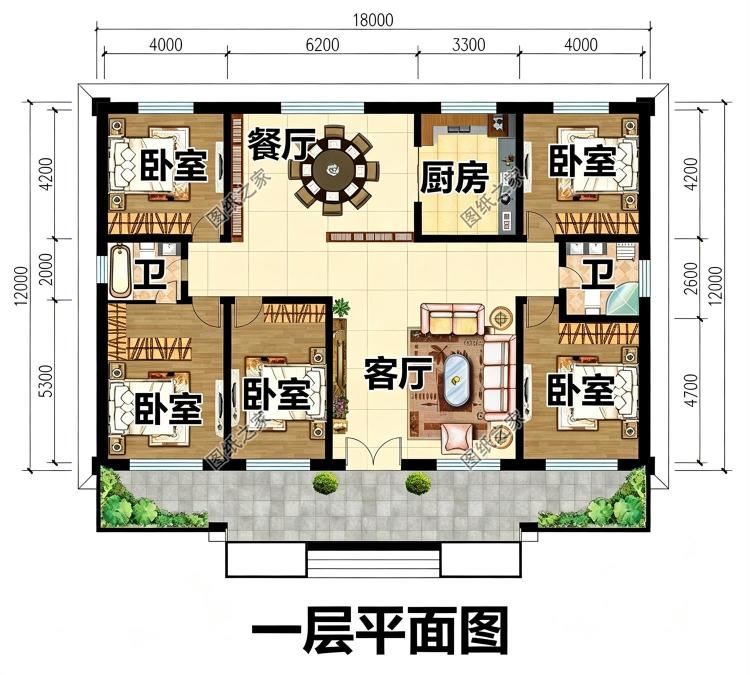 农村一层大别墅施工图,18米乘12米,让生活充满仪式感