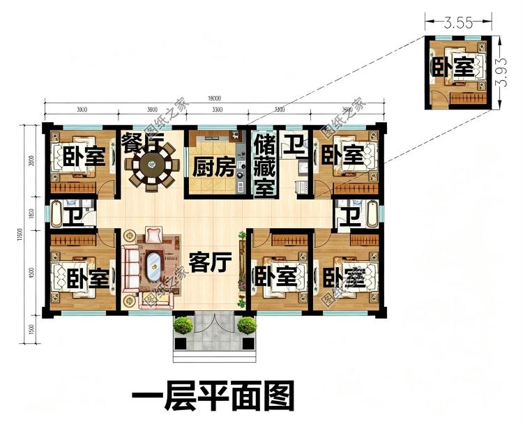 最漂亮五间一层自建别墅设计图,布局实用颜值高!