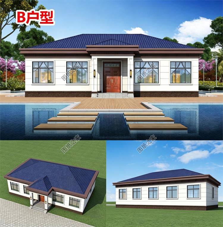 最漂亮五间一层自建别墅设计图,布局实用颜值高!