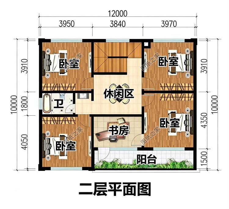 简单大气农村二层自建房设计,开间12米进深10米