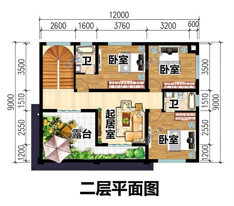 2款带露台农村别墅设计图二层精选,造价超值性价比