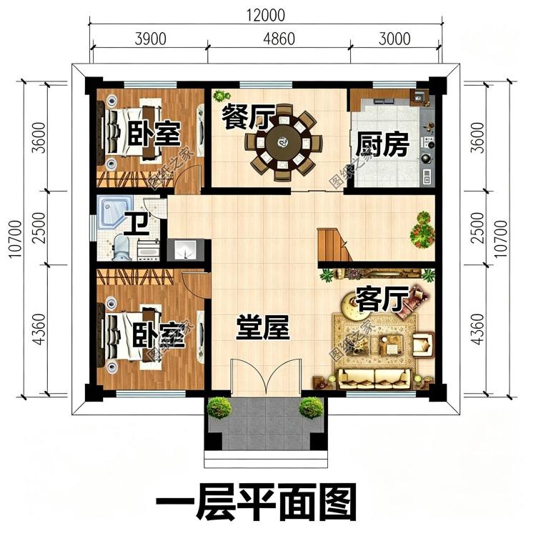 简单二层农村别墅设计图，占地适中，简约造型，实用又经济！