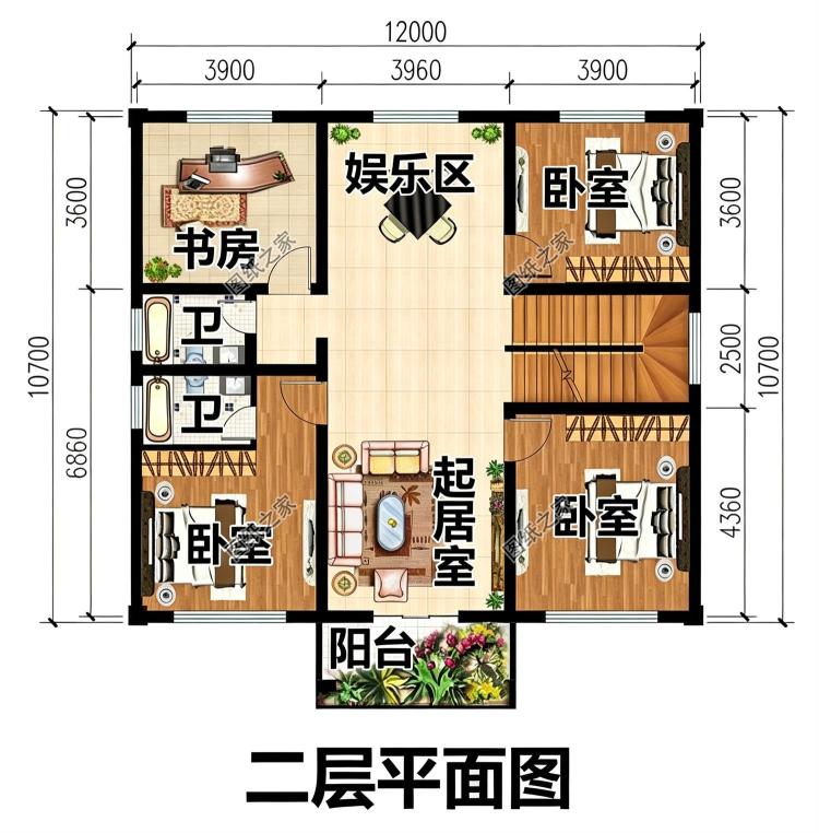 简单二层农村别墅设计图，占地适中，简约造型，实用又经济！