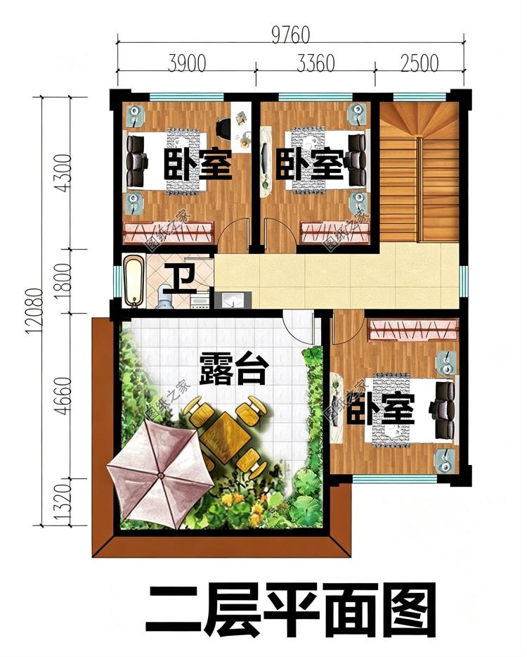 农村二间二层房子设计方案图,造型小巧精致,10米乘12米