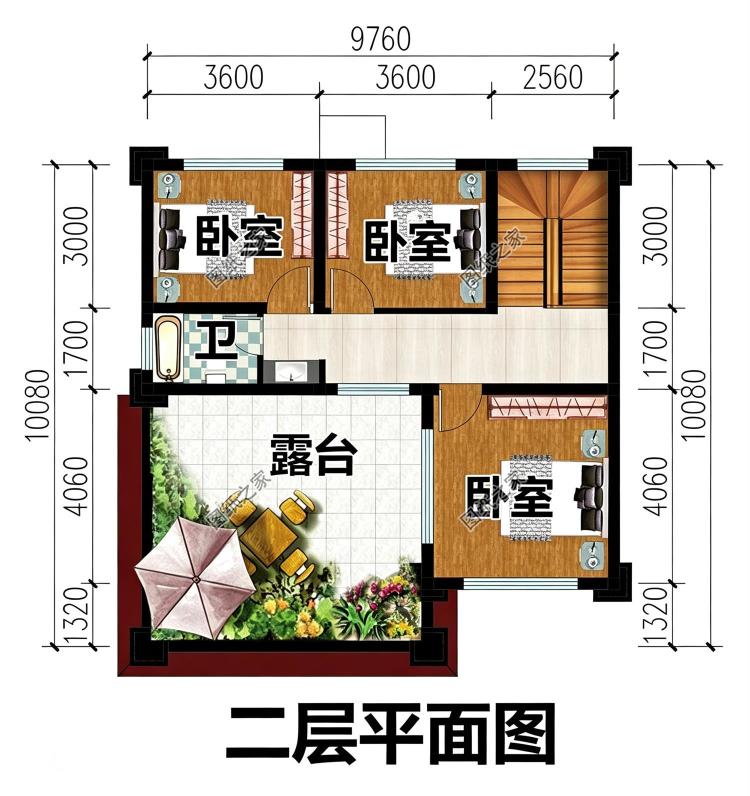农村二间二层房子设计方案图,造型小巧精致,10米乘12米