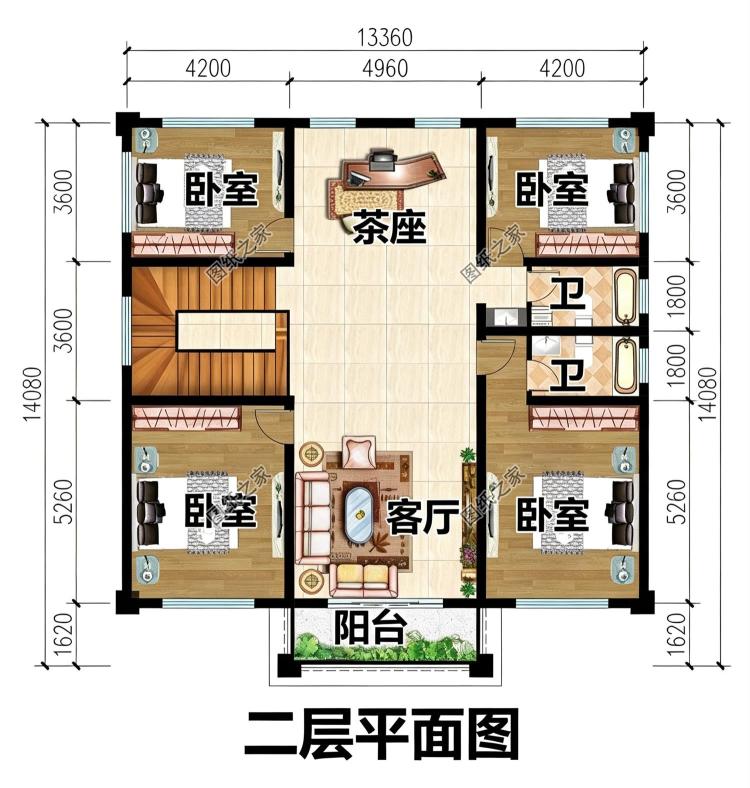最新自建小楼二层农村别墅设计图,大气好看,13米乘14米