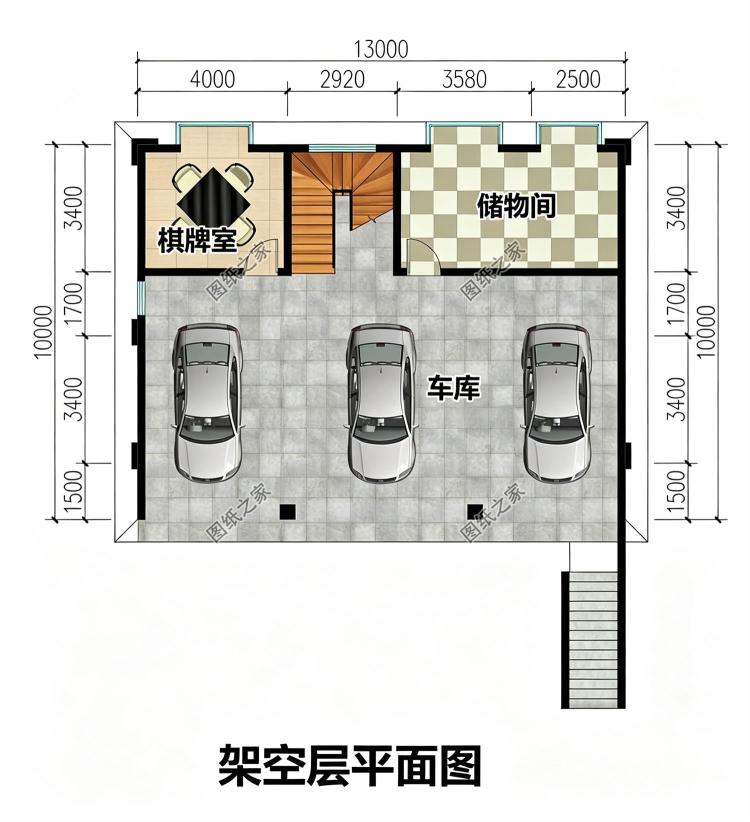 二层带架空层的农村别墅设计图,功能齐全,超越十里八村
