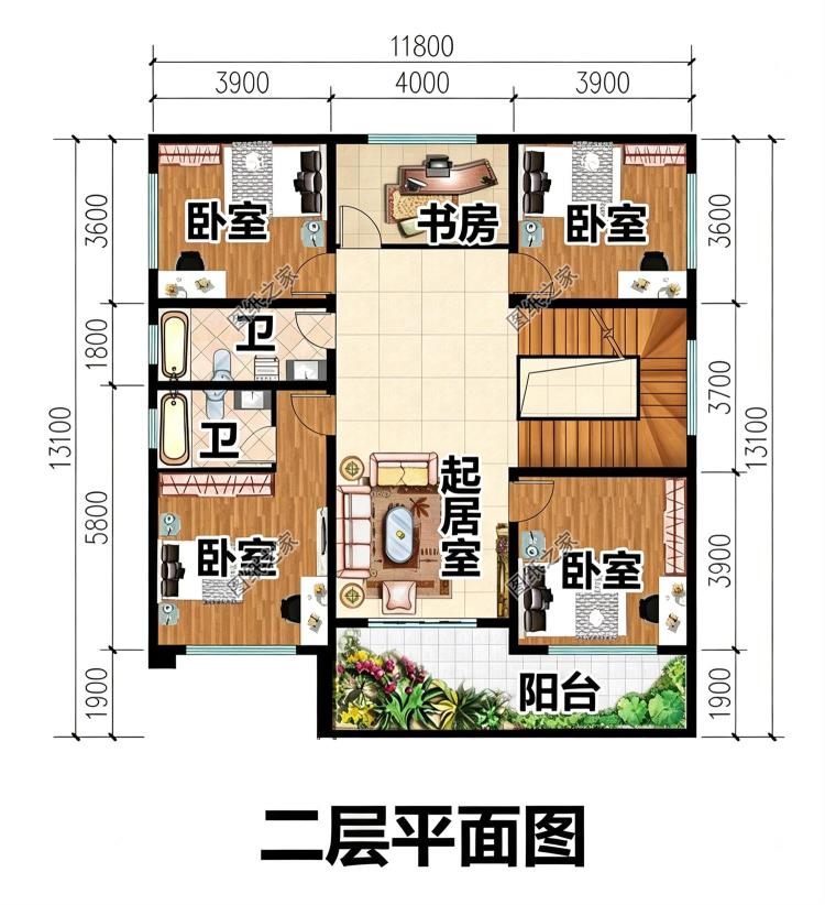 2款现代风格农村两层别墅设计图，时尚漂亮