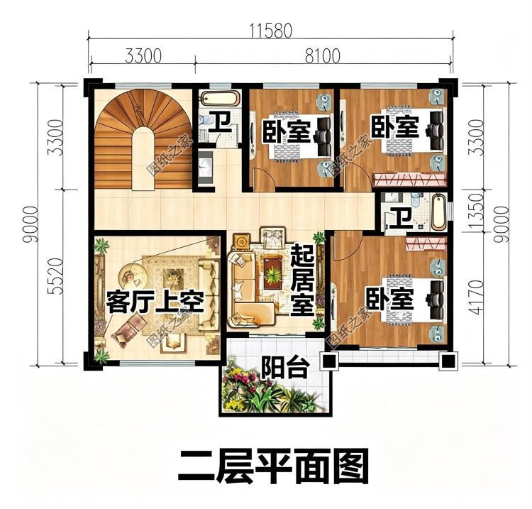 小别墅复式农村自建二层别墅设计图，占地不大但很高端
