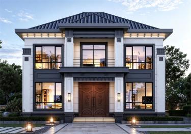 经济实用二层农村自建房设计图,新中式风格12x11米