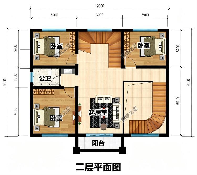 120平方米三层欧式别墅设计图,进门就是旋转楼梯