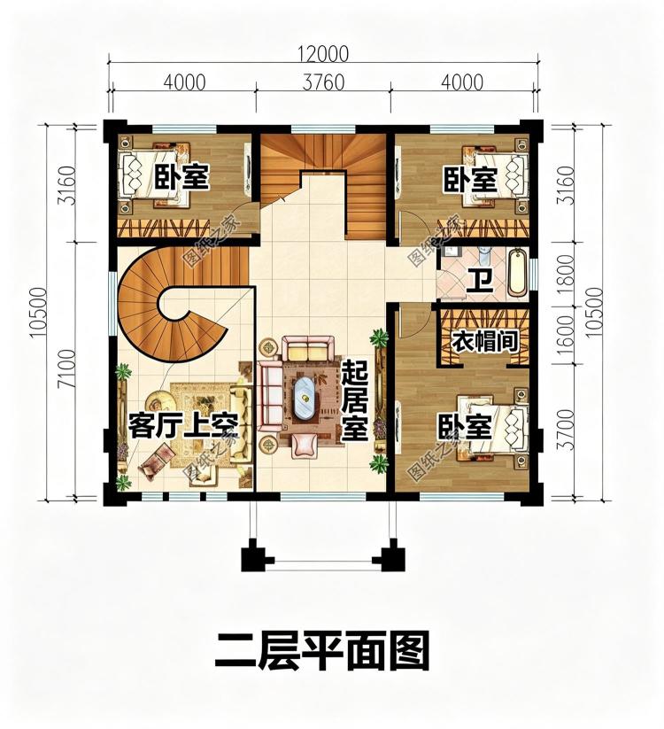 新中式三层别墅，旋转楼梯+挑空客厅，高级感拉满