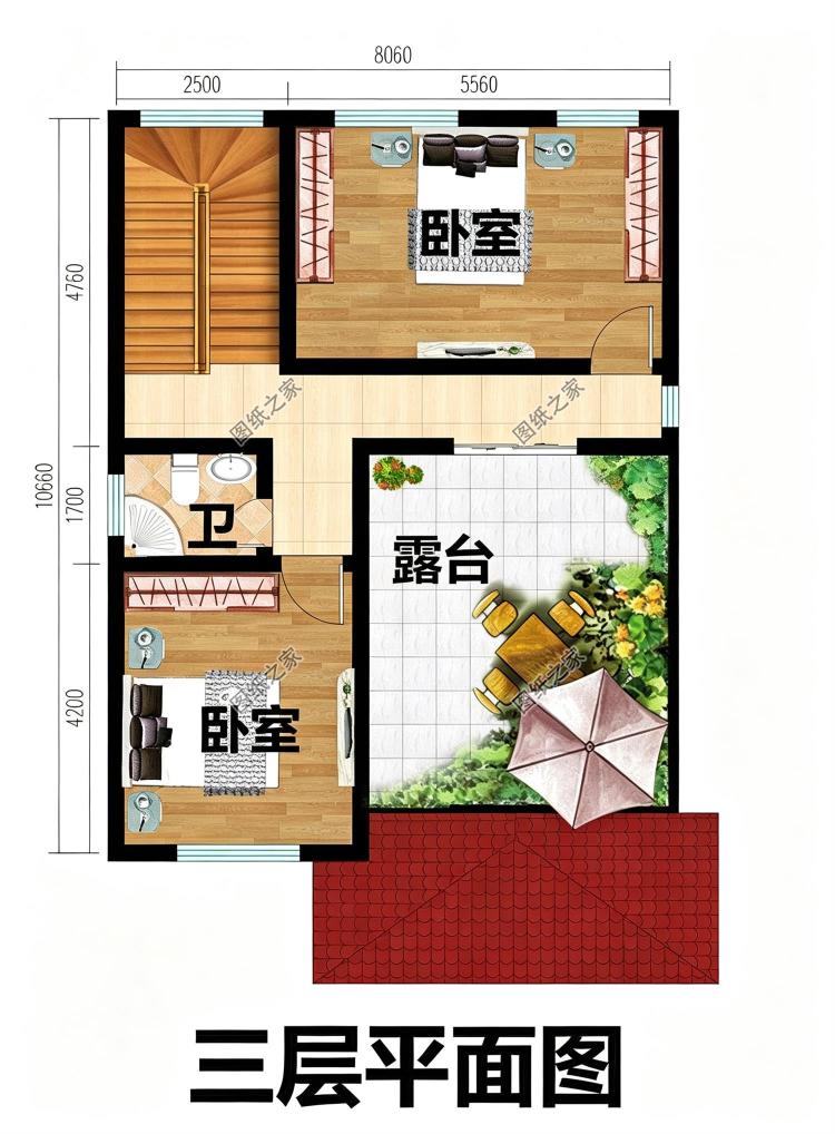 小宅基地自建房设计图，占地不到90平三层别墅图纸