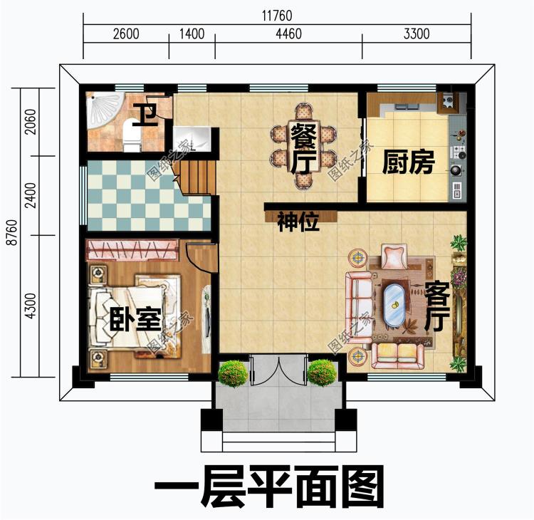 新中式农村自建三层建筑施工设计图纸，外观效果图