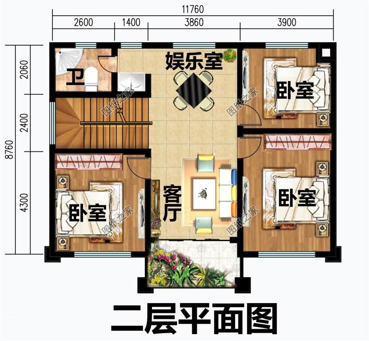 新中式农村自建三层建筑施工设计图纸，外观效果图