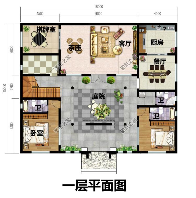 农村三层四合院别墅设计图纸，自建房建这栋面子十足