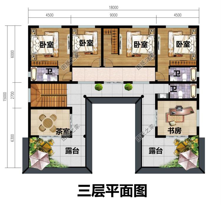 农村三层四合院别墅设计图纸，自建房建这栋面子十足