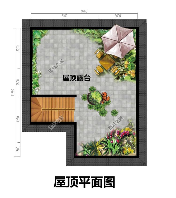 农村平屋顶三层现代风别墅户型图，简约实用经济颜值高