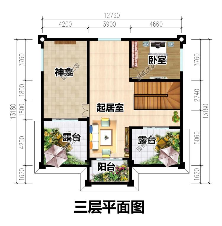 农村自建二层半楼房效果图，美观大气布局合理，很适合农村人自建