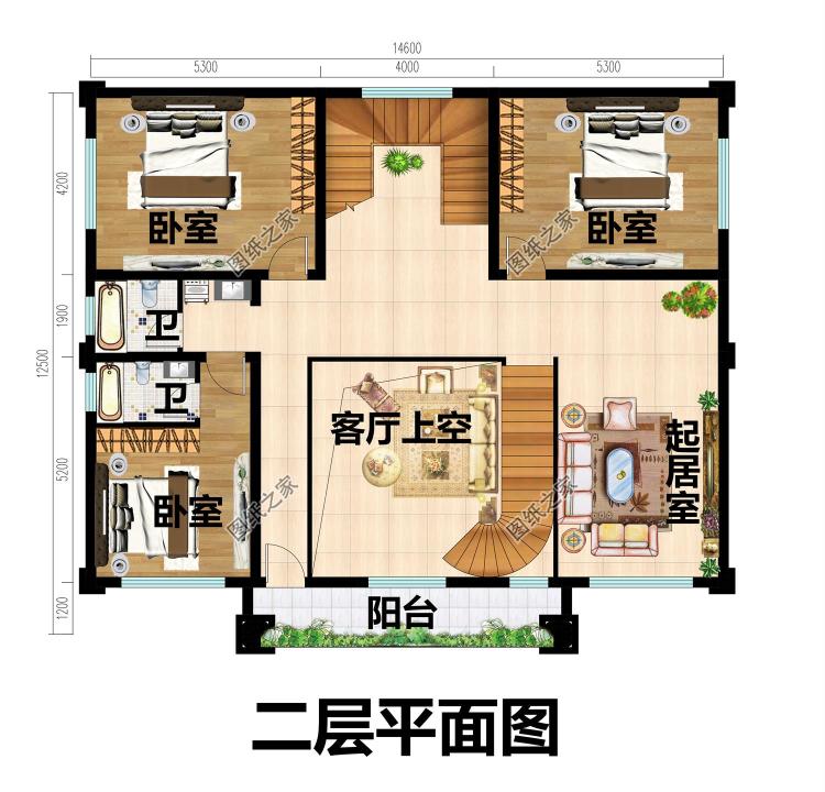 客厅中空的三层豪华小别墅设计图,时尚靓丽,乡下建一栋有面子