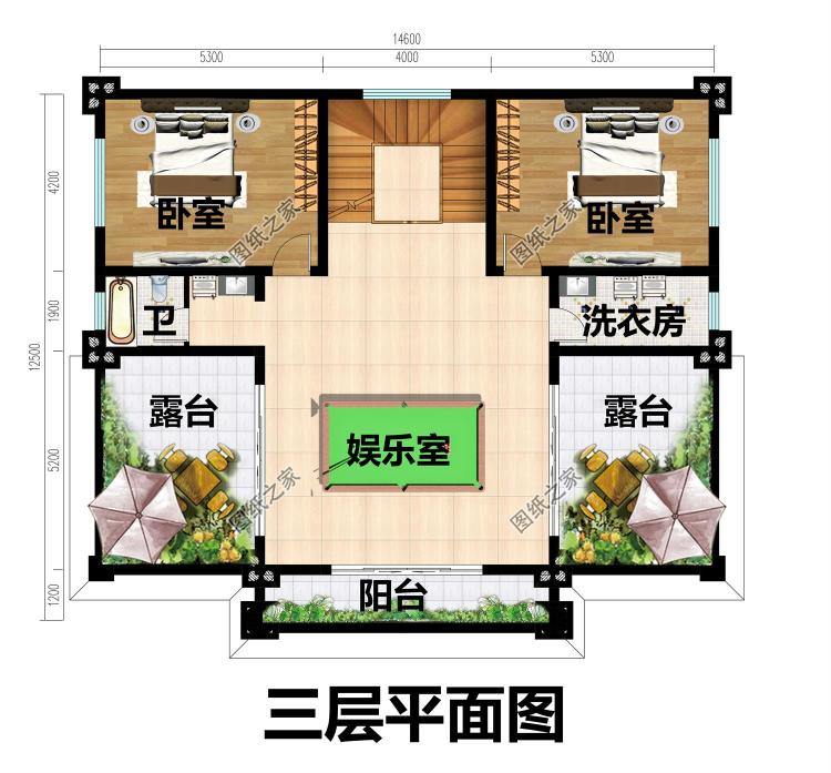 客厅中空的三层豪华小别墅设计图,时尚靓丽,乡下建一栋有面子
