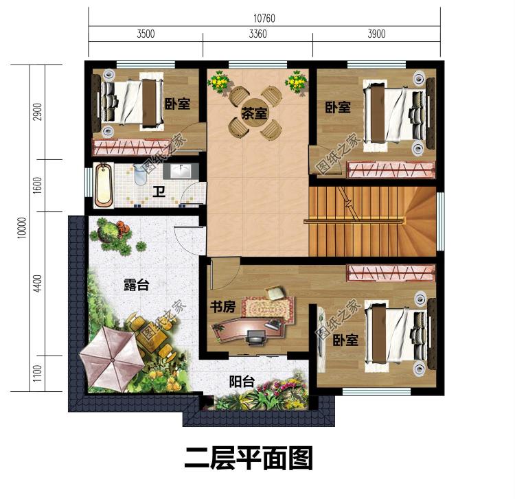 100平方米左右新农村二层房屋设计建筑CAD图纸带外观效果图