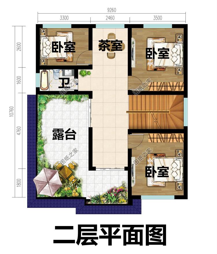 100平方米左右新农村二层房屋设计建筑CAD图纸带外观效果图