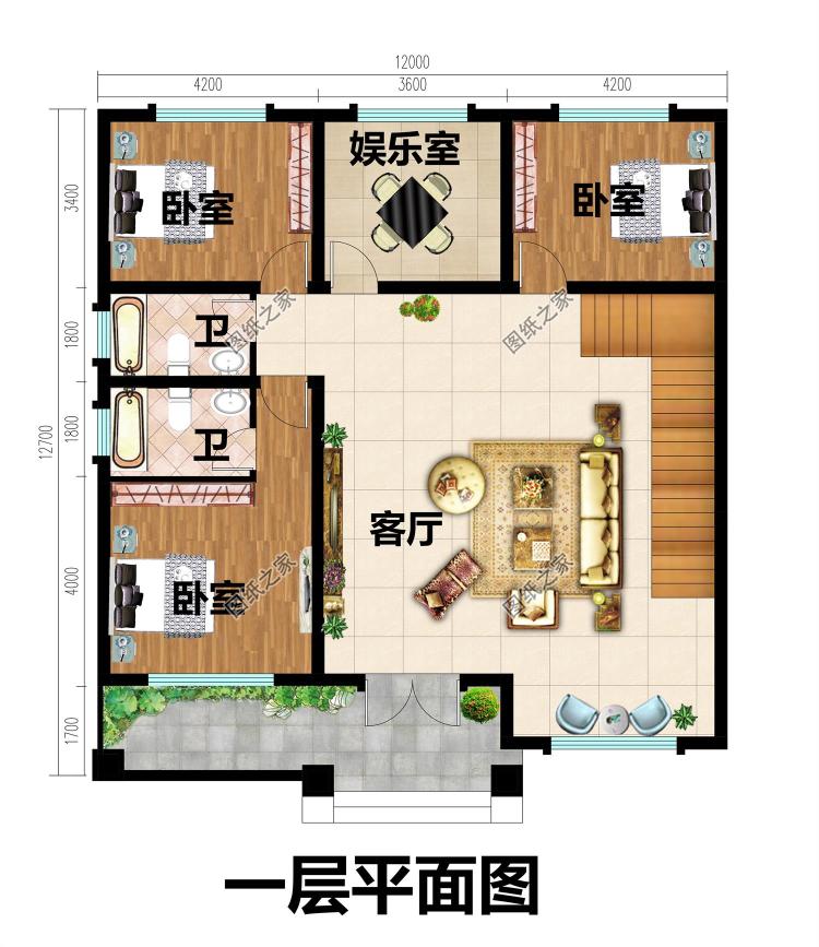 100平方米左右新农村二层房屋设计建筑CAD图纸带外观效果图
