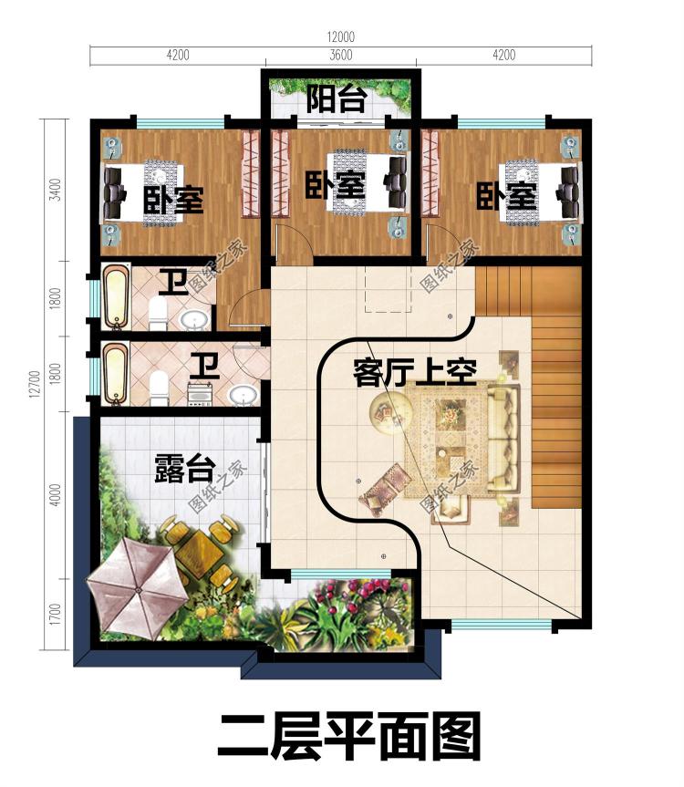 100平方米左右新农村二层房屋设计建筑CAD图纸带外观效果图