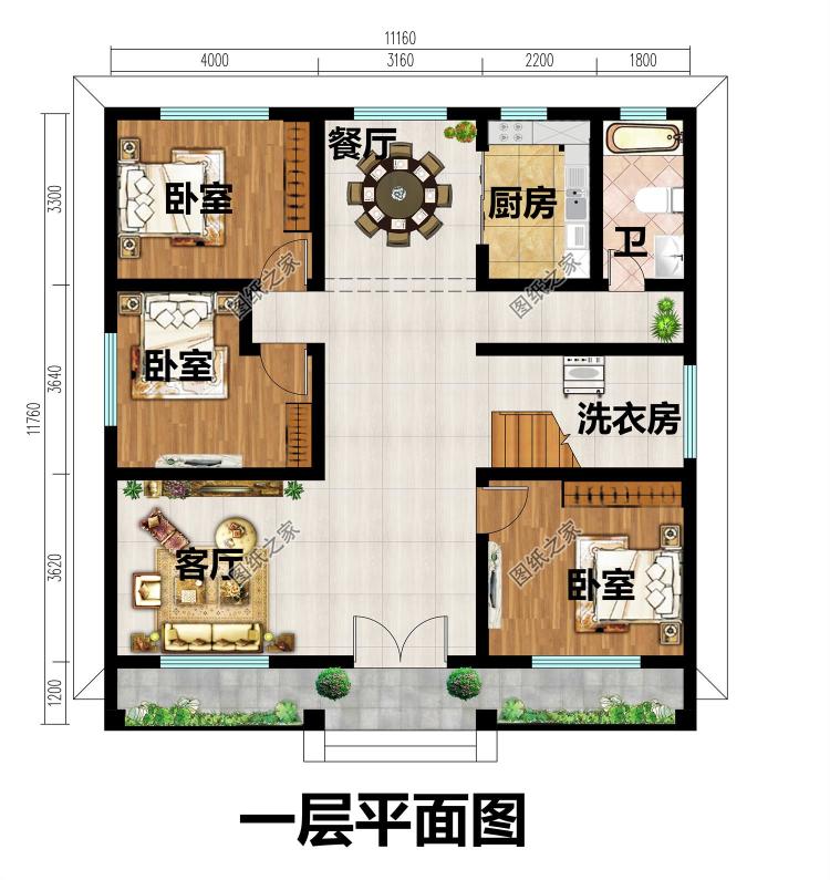 100平方米左右新农村二层房屋设计建筑CAD图纸带外观效果图