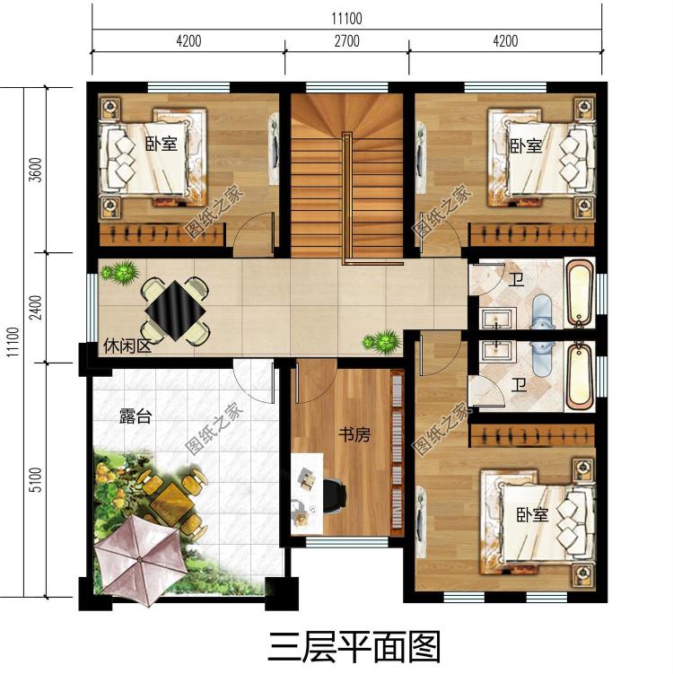 新款漂亮农村三层别墅建筑设计图纸带效果图片，3种户型