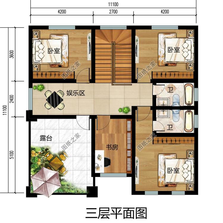 新款漂亮农村三层别墅建筑设计图纸带效果图片，3种户型