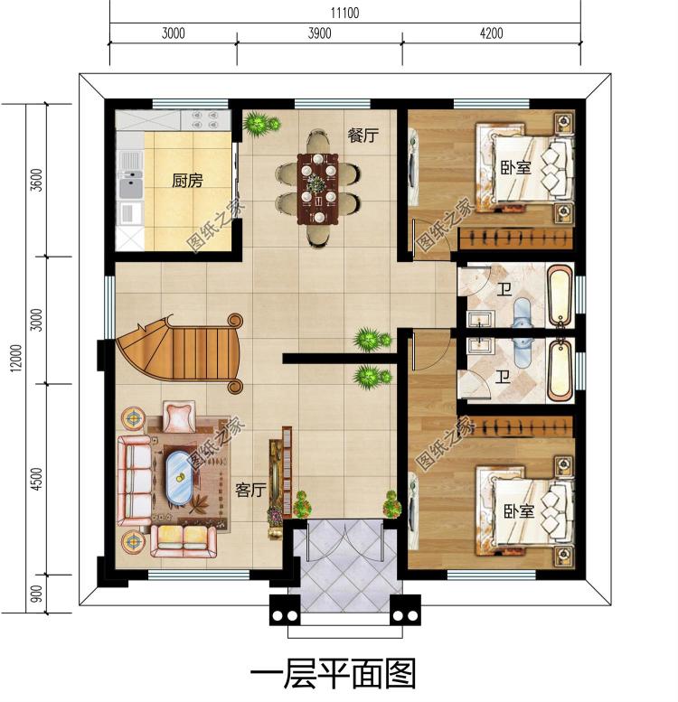 新款漂亮农村三层别墅建筑设计图纸带效果图片，3种户型