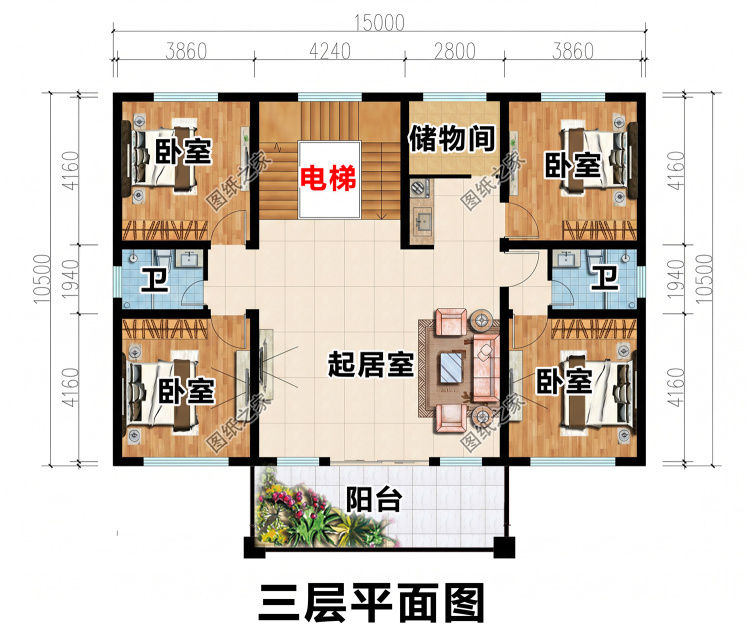 三层乡村官帽住宅别墅设计图，精致大气颜值在线，建好全村羡慕