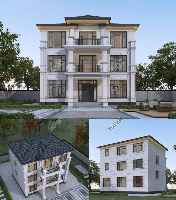 农村三层自建房设计图,格局方正超实用,大家庭住着也舒心