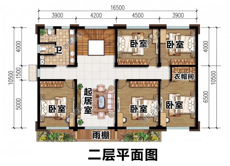 高颜值三层四开间现代别墅图纸,简约户型,布局好用造价低!